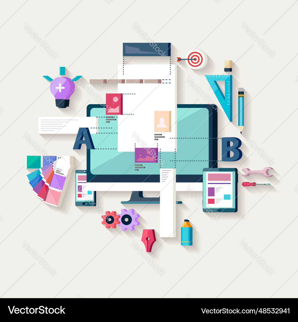 Web designcreating website flat design Web designcreating website flat design vector image