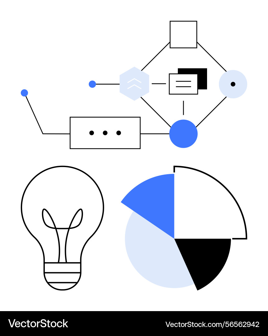Abstract diagram with idea bulb data flow chart Abstract diagram with idea bulb data flow chart vector image