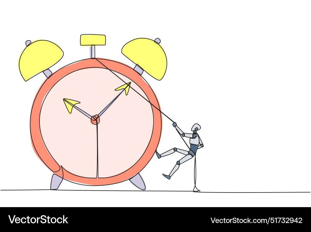 Continuous one line drawing smart robot climbing vector image