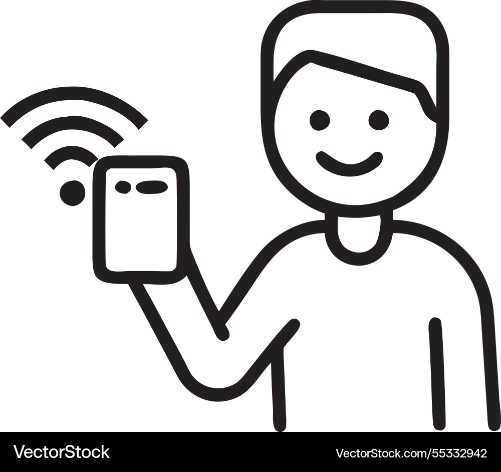 Digital ai chatbot happy man using smartphone vector image