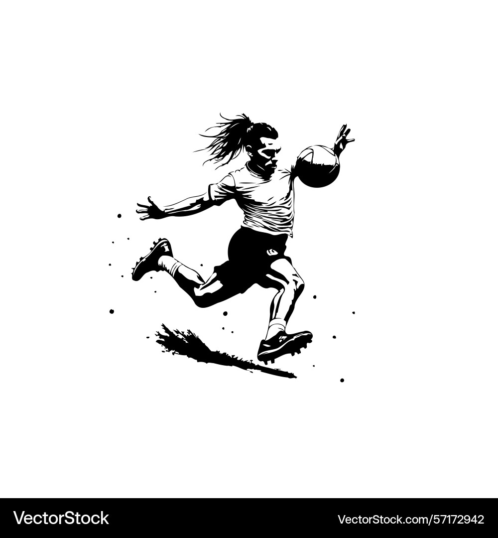 Dynamic of a soccer player in action Dynamic of a soccer player in action Vector Image