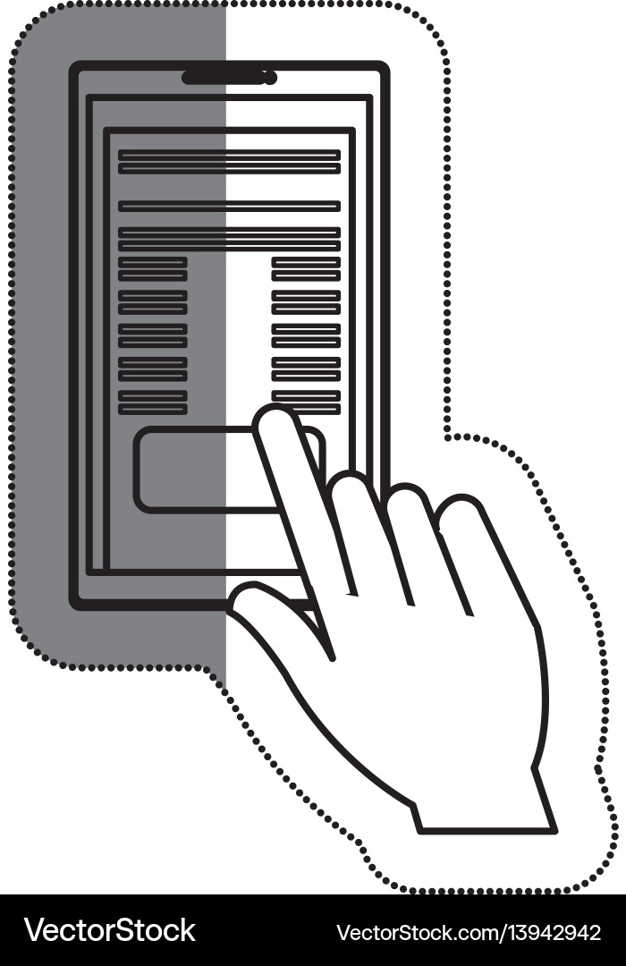 Hand user with smartphone device isolated icon Hand user with smartphone device isolated icon vector image