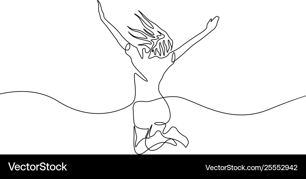 絵画 jumping girl Jumping Girl Line Art – Royalty-Free Vector | VectorStock