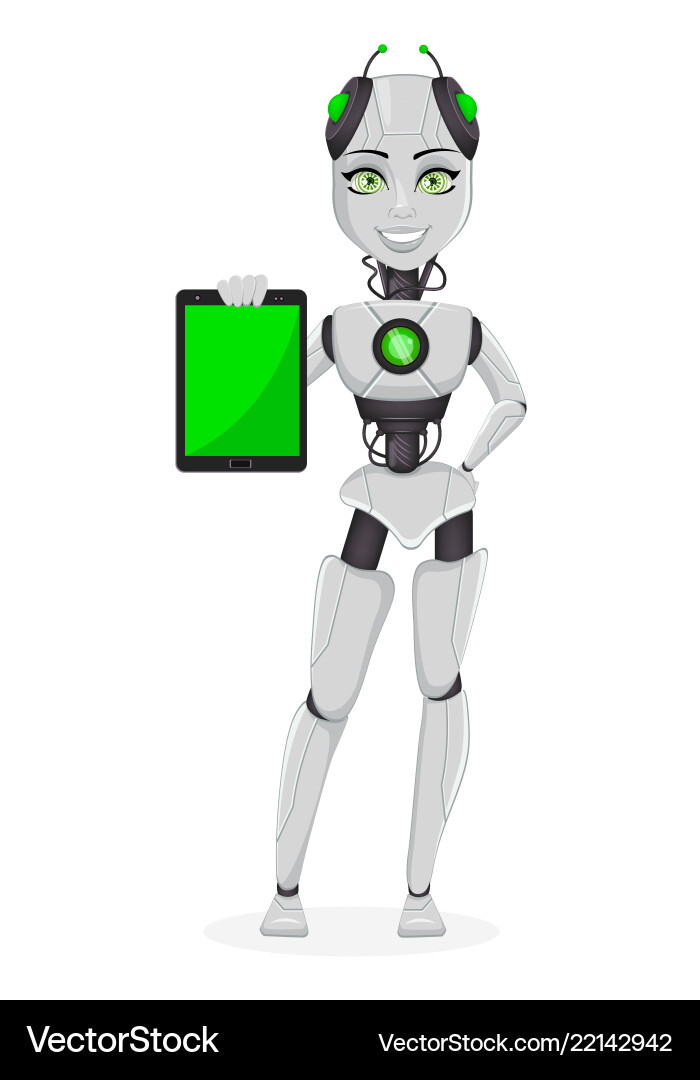 Robot with artificial intelligence female bot Robot with artificial intelligence female bot vector image