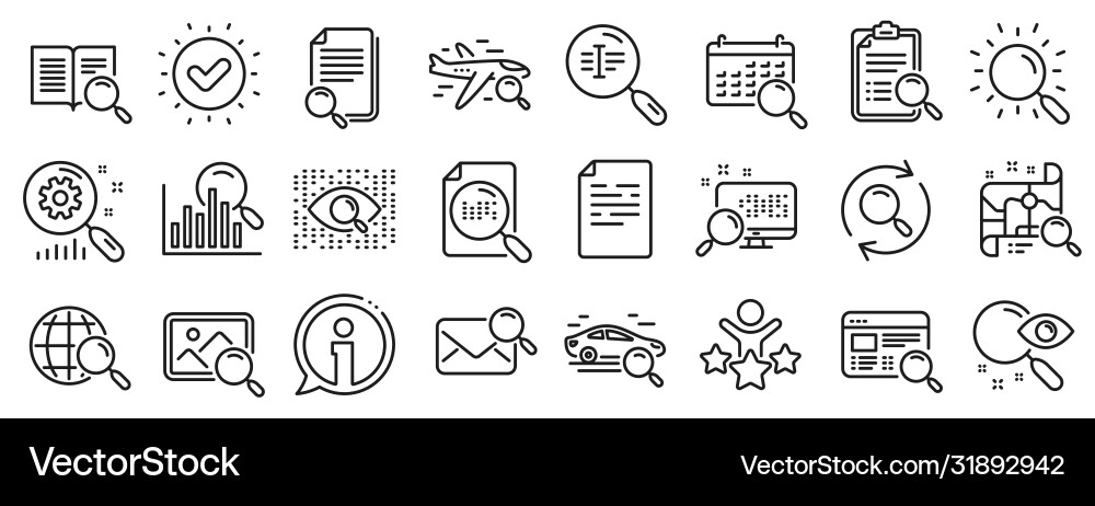Search line icons set indexation artificial Search line icons set indexation artificial Vector Image