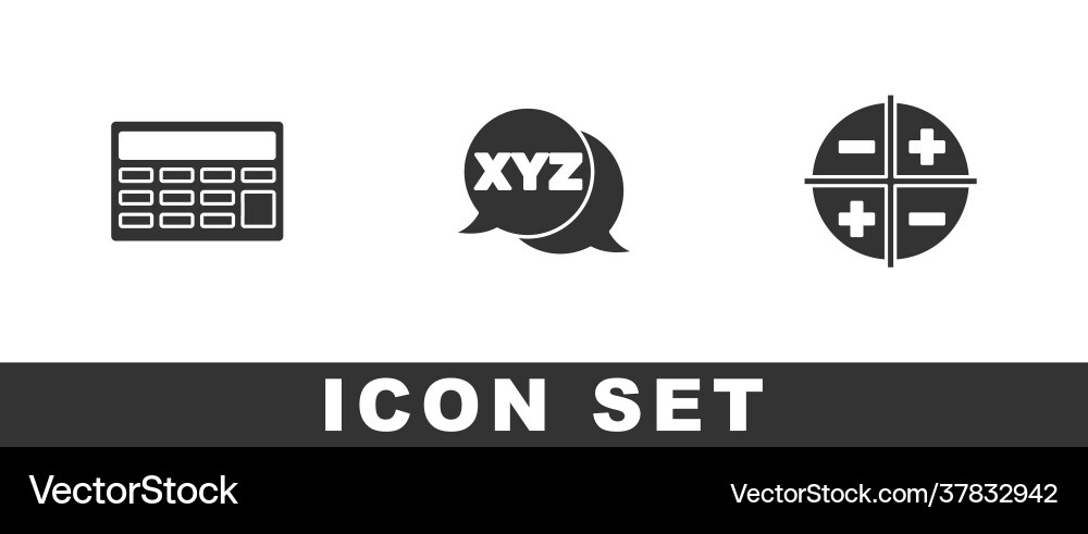 Set calculator xyz coordinate system and icon Set calculator xyz coordinate system and icon vector image