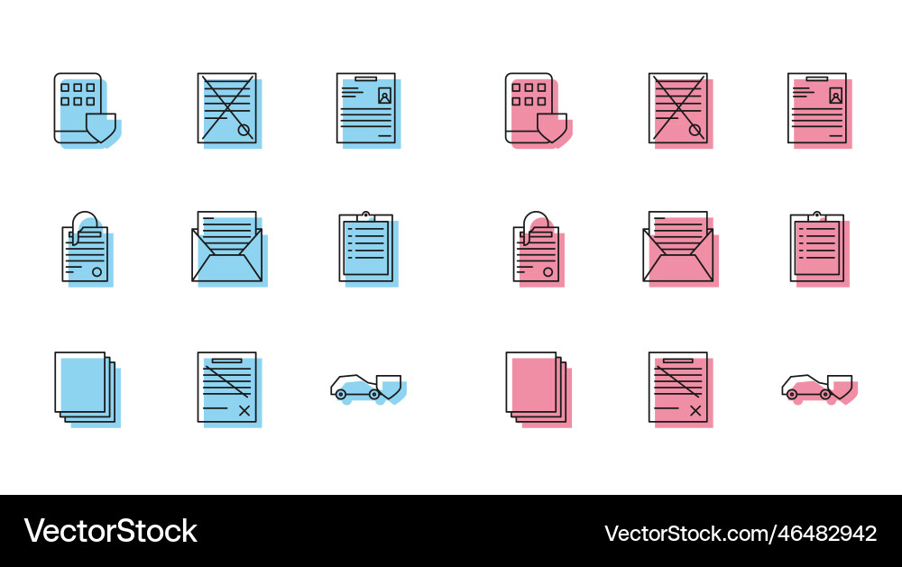Set line clean paper delete file document Set line clean paper delete file document vector image