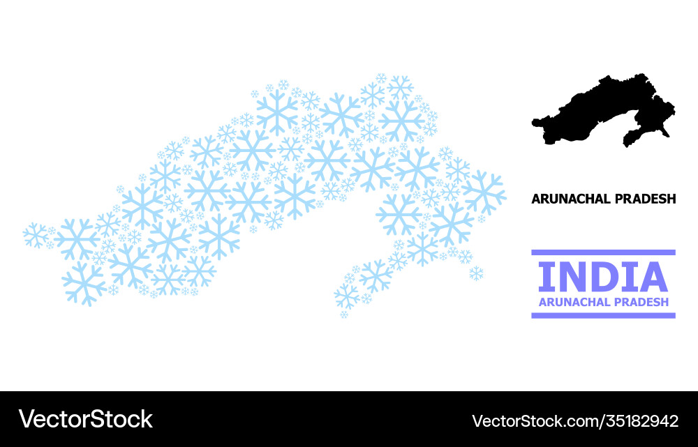Winter composition map arunachal pradesh state Vector Image