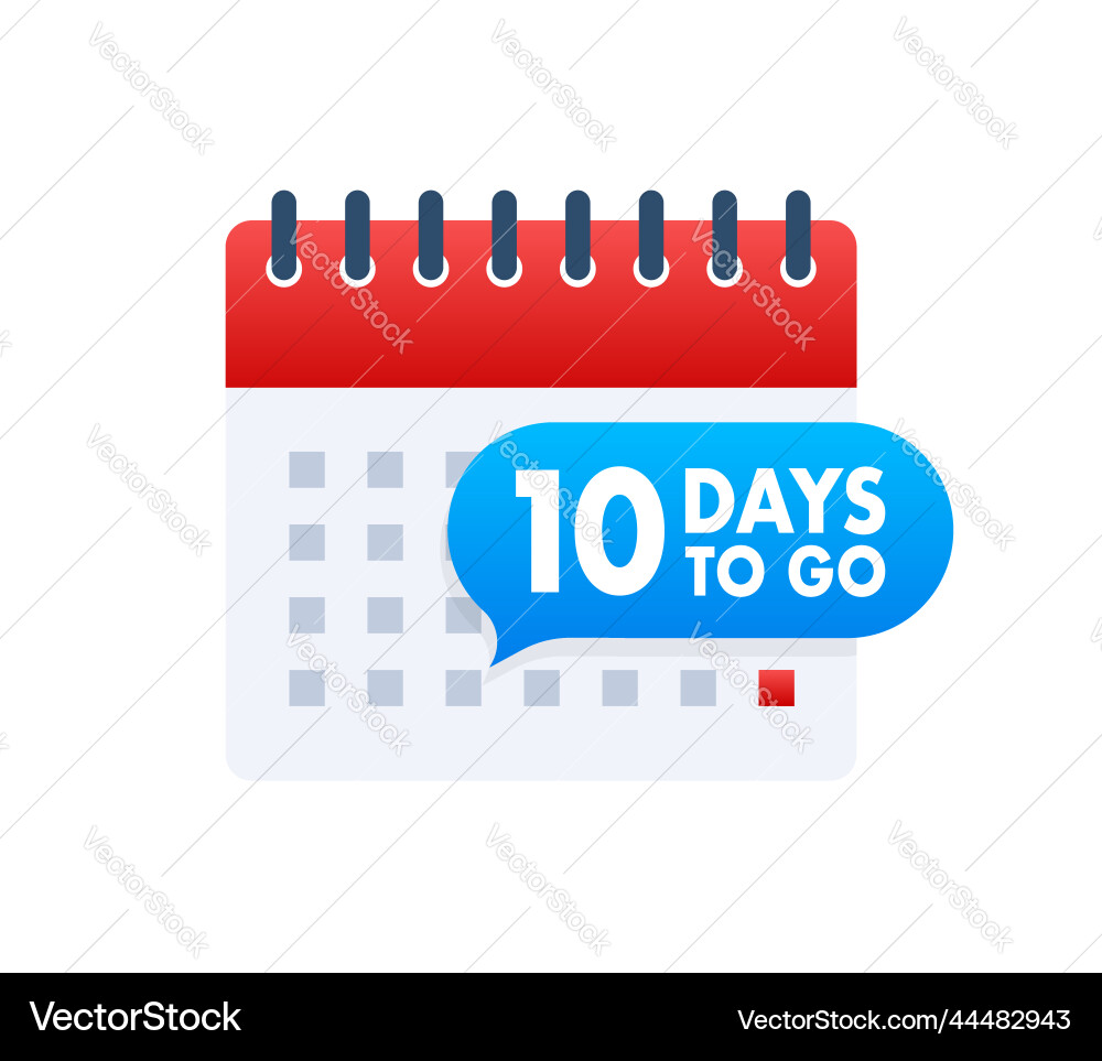 10 Tage zu gehen Countdown Timer Uhr Symbol Zeit vektorbild