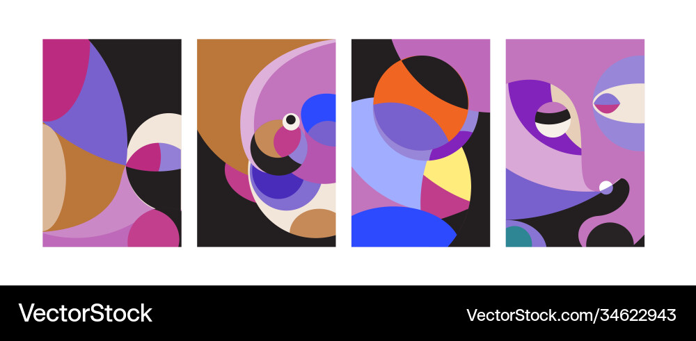 Abstract colorful geometric and curvy pattern vector image