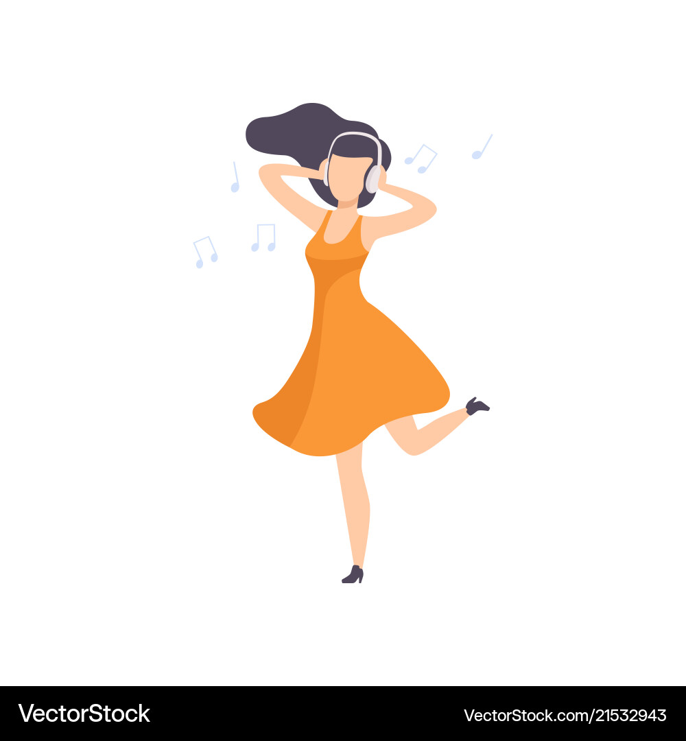 Beautiful brunette young woman in orange dress Beautiful brunette young woman in orange dress vector image