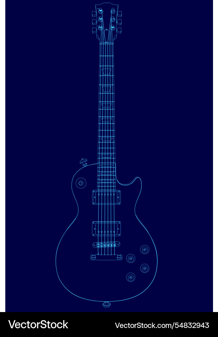 Blue guitar with a body and strings Blue guitar with a body and strings Vector Image