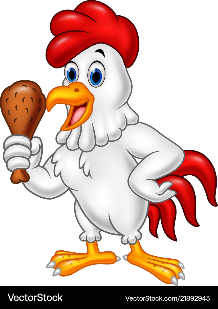 Cartoon rooster holding fried chicken Royalty Free Vector