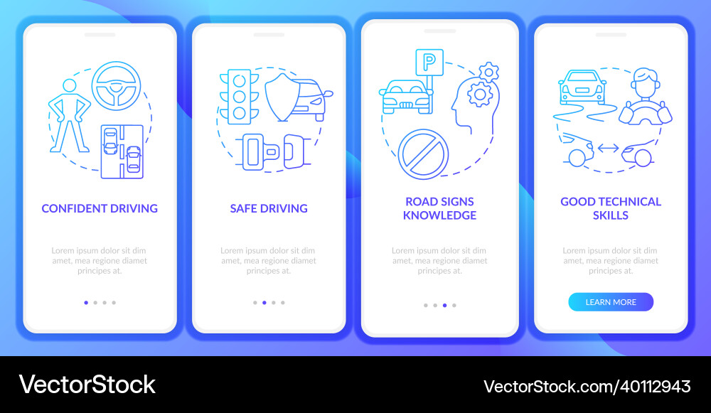 Driving course results blue gradient onboarding Vector Image