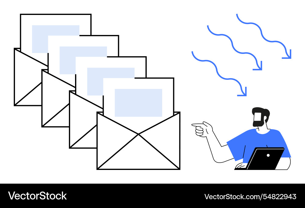 Email notifications concept with multiple Email notifications concept with multiple vector image