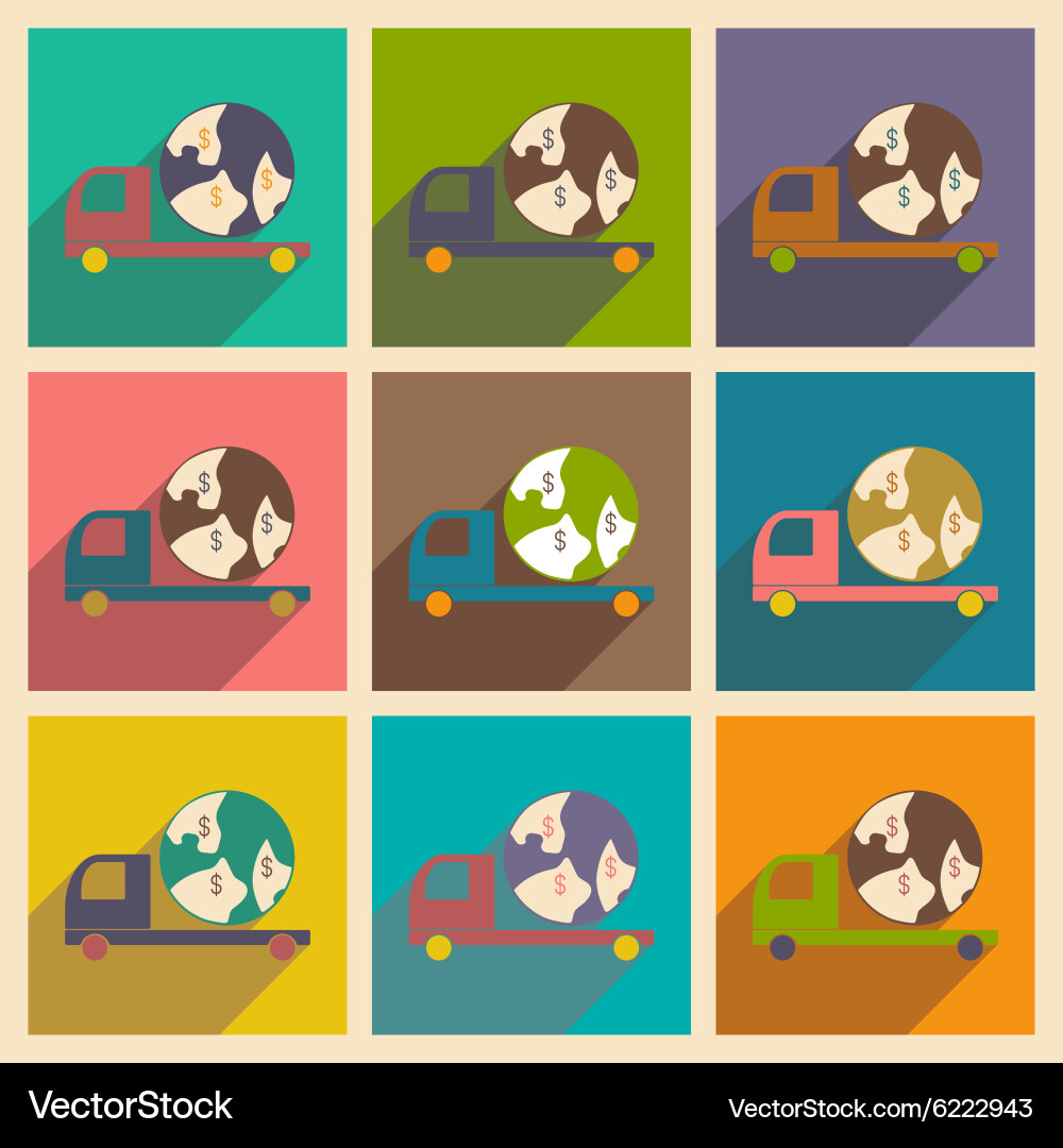 Flat with shadow concept and mobile application vector image