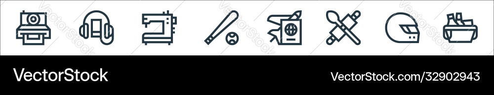 Hobbies line icons linear set quality Hobbies line icons linear set quality Vector Image