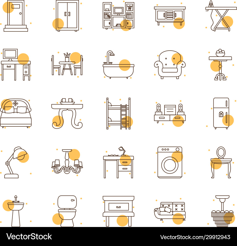 Isolated home block and line style icon set Isolated home block and line style icon set vector image