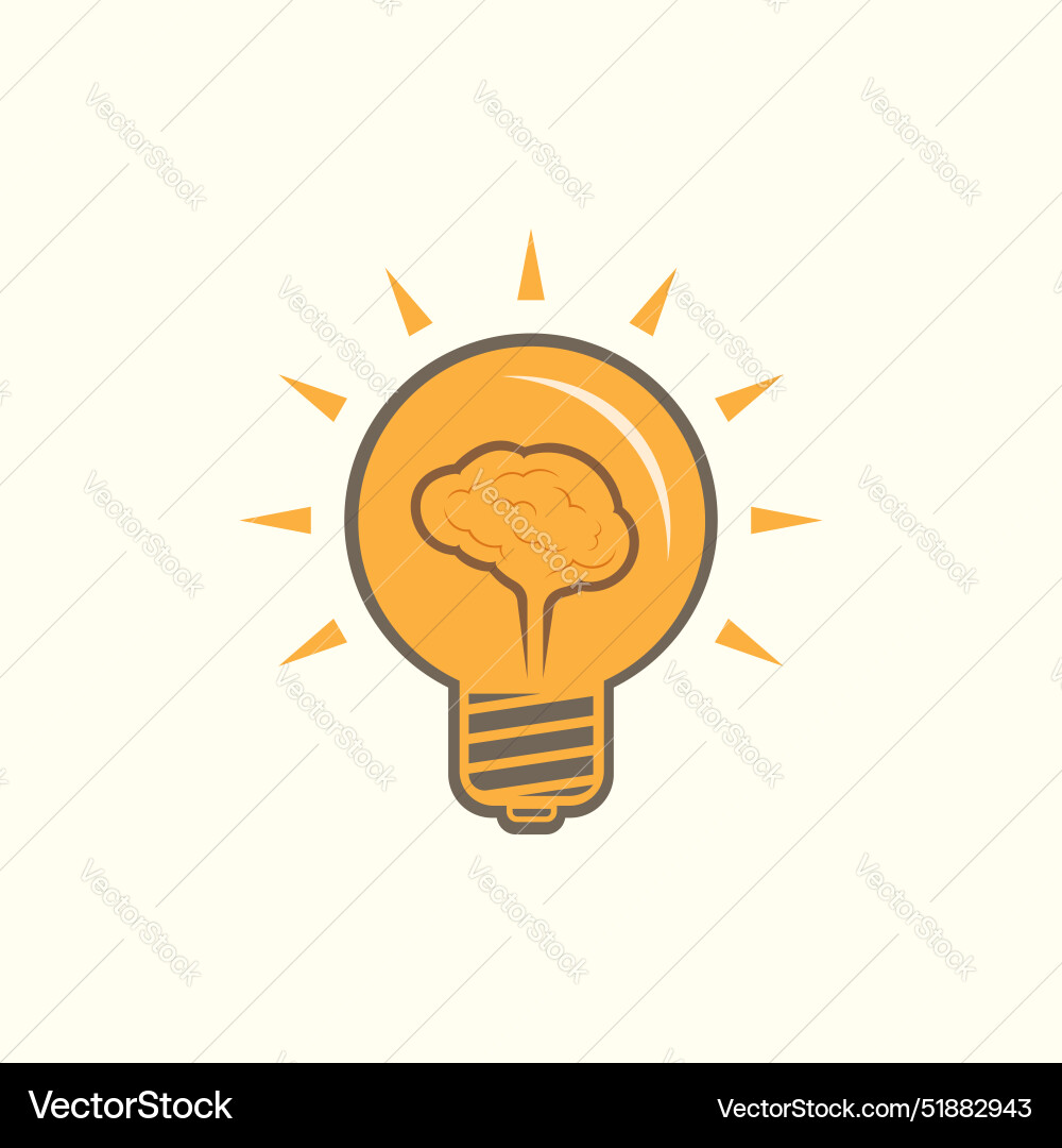 Light bulb with a brain inside Vector Image