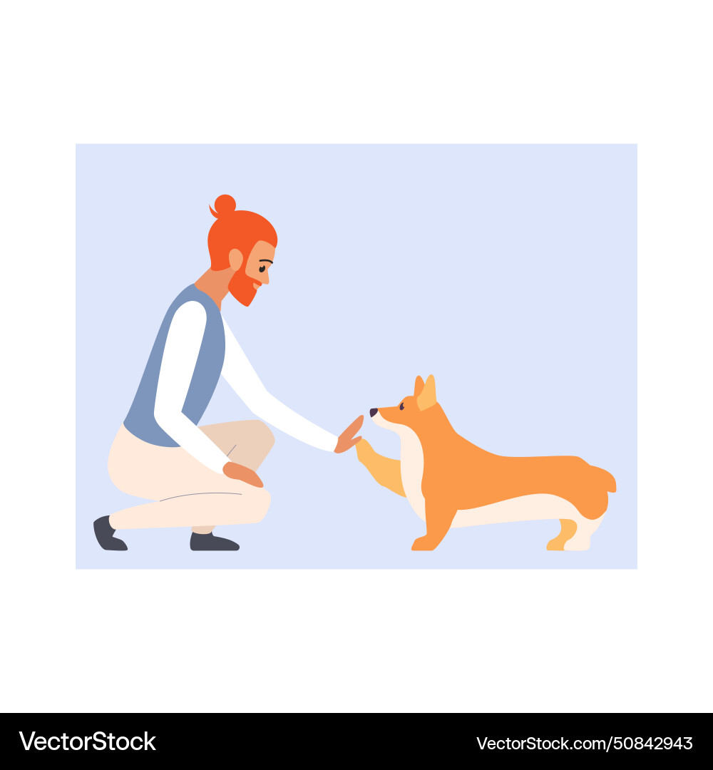 Mann und Hund geben hoch fünf Tierhalter-Training Mann und Hund geben hoch fünf Tierhalter-Training vektorbild