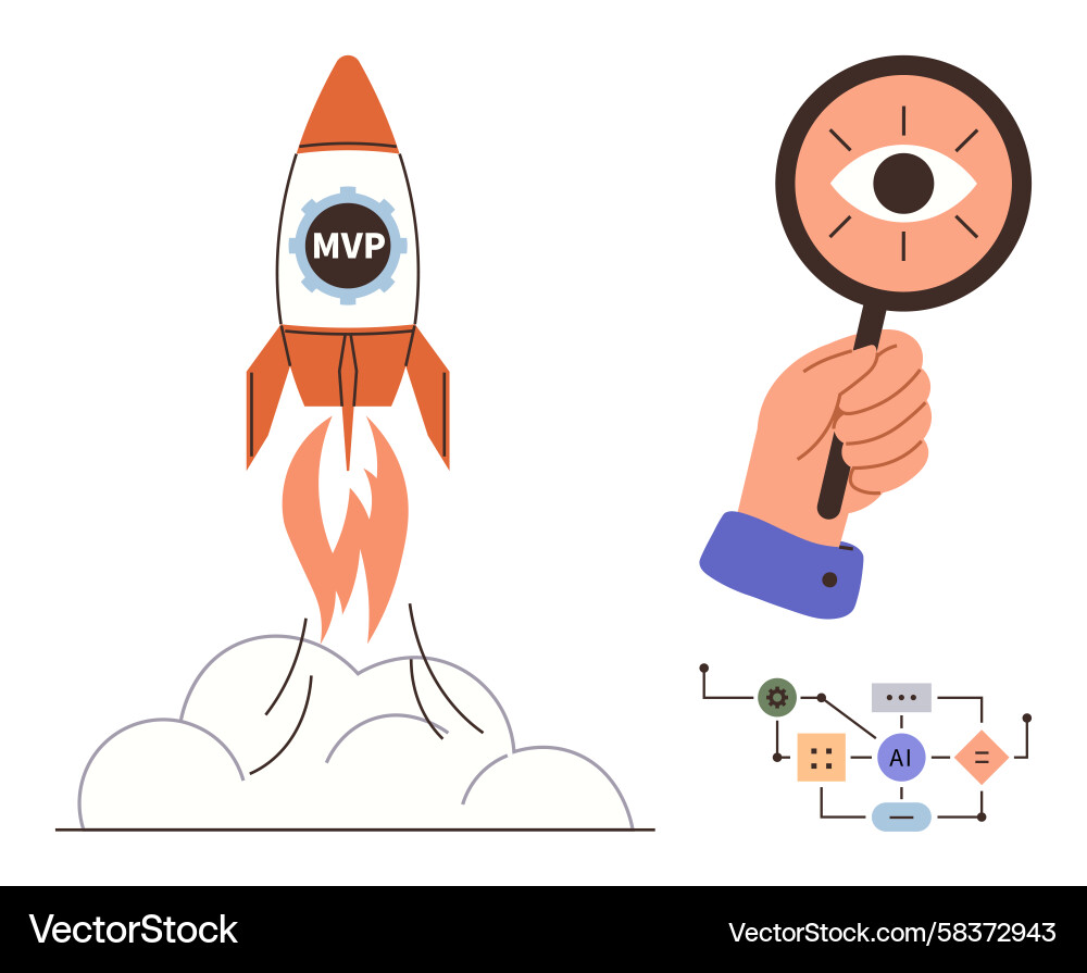 MVP Rocket Launch - Data Insights Vector Image