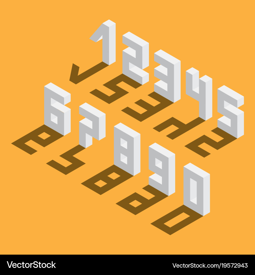 Numbers sequence from 1 to 9 and 0 drawn vector image