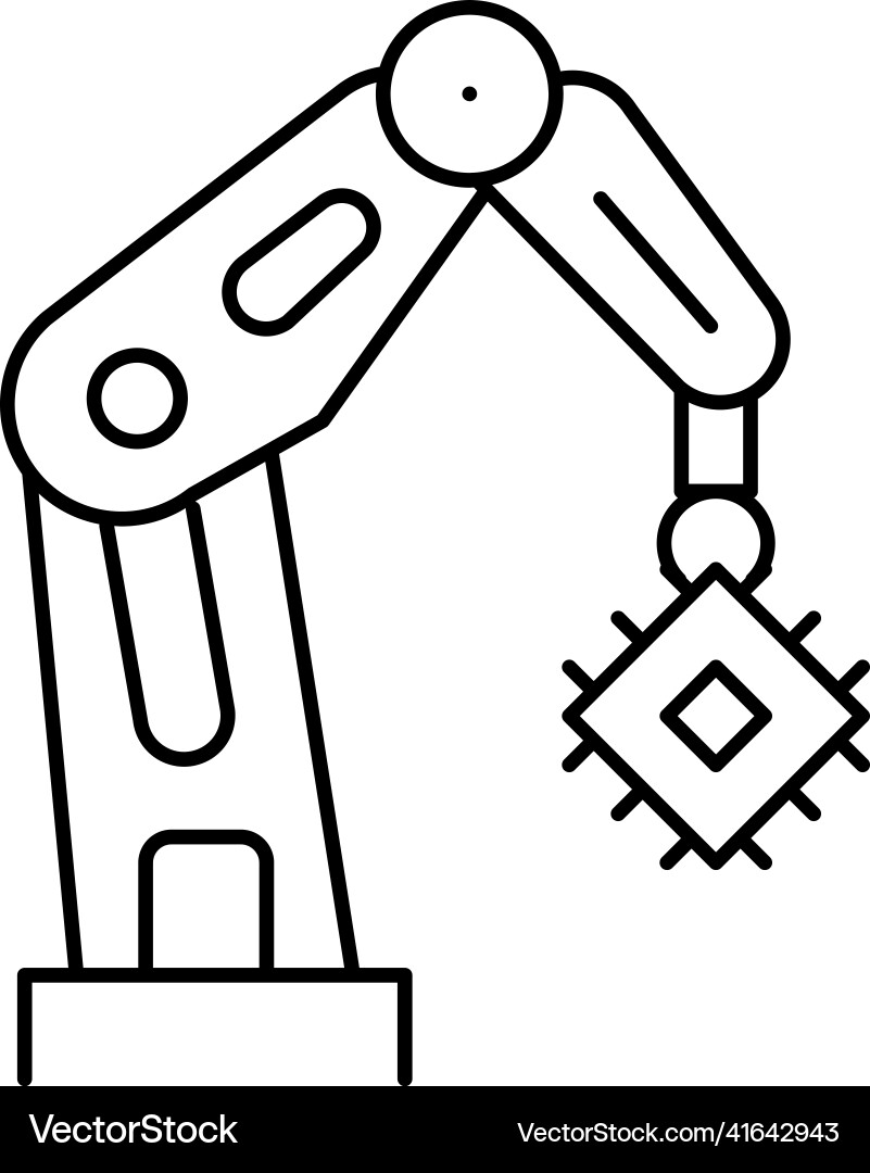 Robotic arm semiconductor manufacturing line icon Robotic arm semiconductor manufacturing line icon vector image