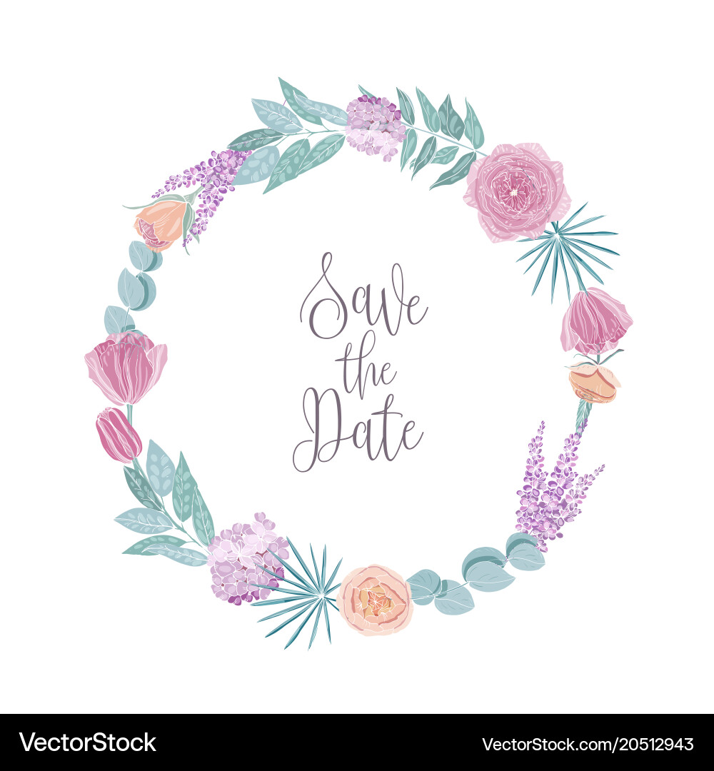 Save the date card template decorated with round Vector Image