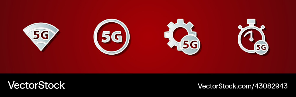Set 5g network setting and digital speed meter Vector Image