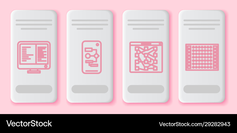 Set line computer monitor screen algorithm Set line computer monitor screen algorithm Vector Image