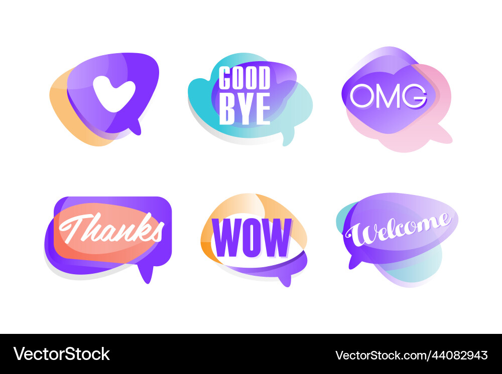 Set of talk expressions in speech bubbles good Set of talk expressions in speech bubbles good vector image