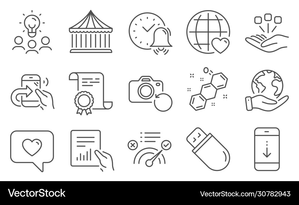 Set technology icons such as usb stick scroll Set technology icons such as usb stick scroll vector image