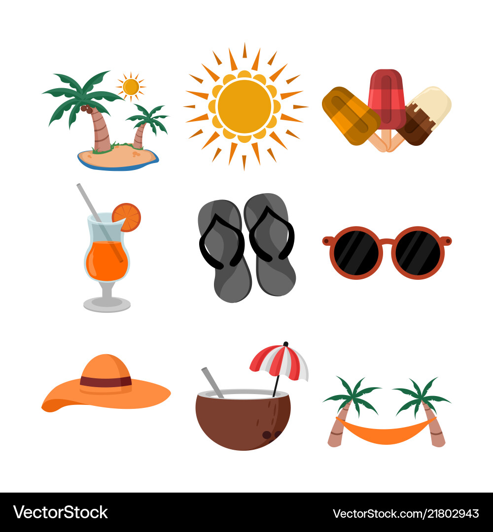 Summer related object design set Vector Image