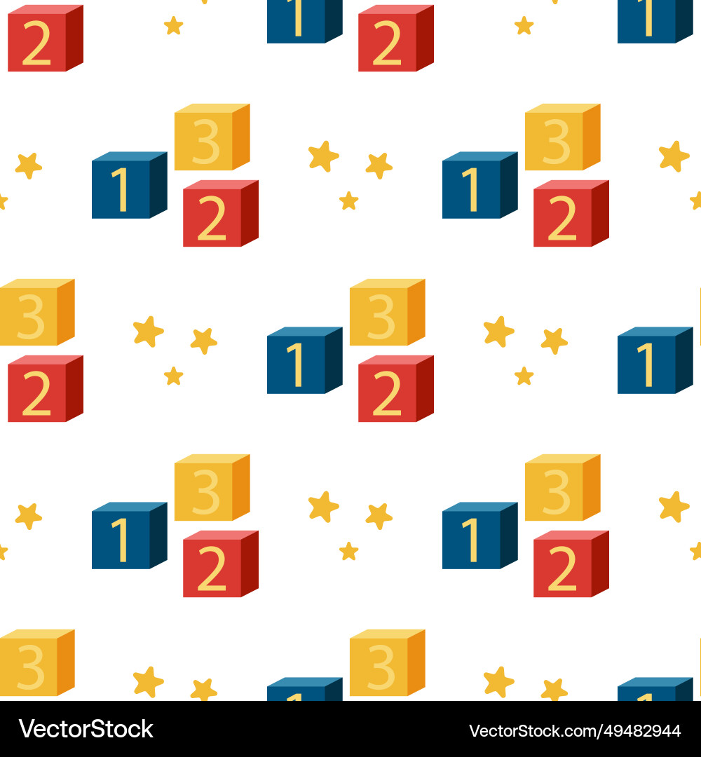 Baby game cubes with numbers seamless pattern Baby game cubes with numbers seamless pattern vector image