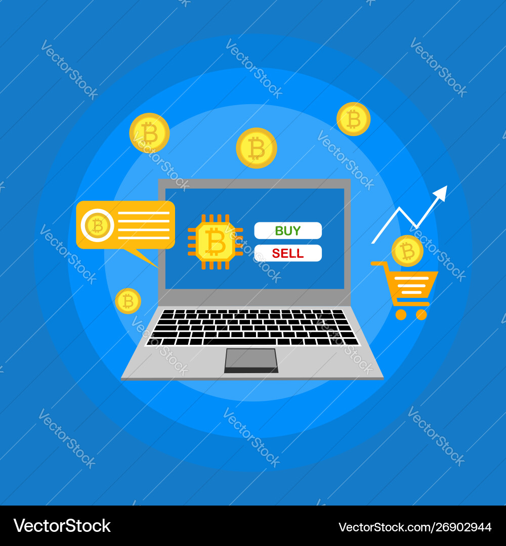 Blockchain scheme mining crypto currency server vector image