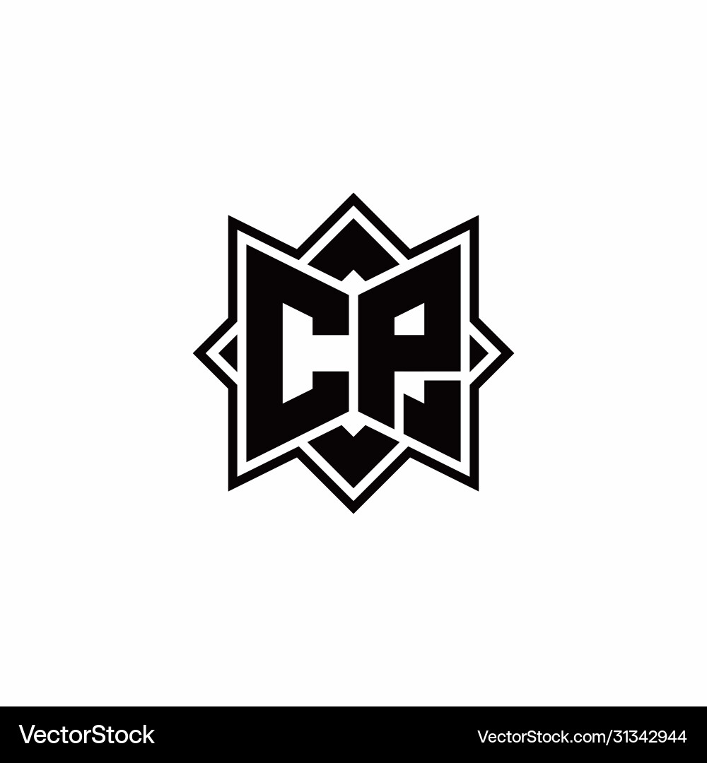 Cp monogram logo with square rotate style outline Vector Image