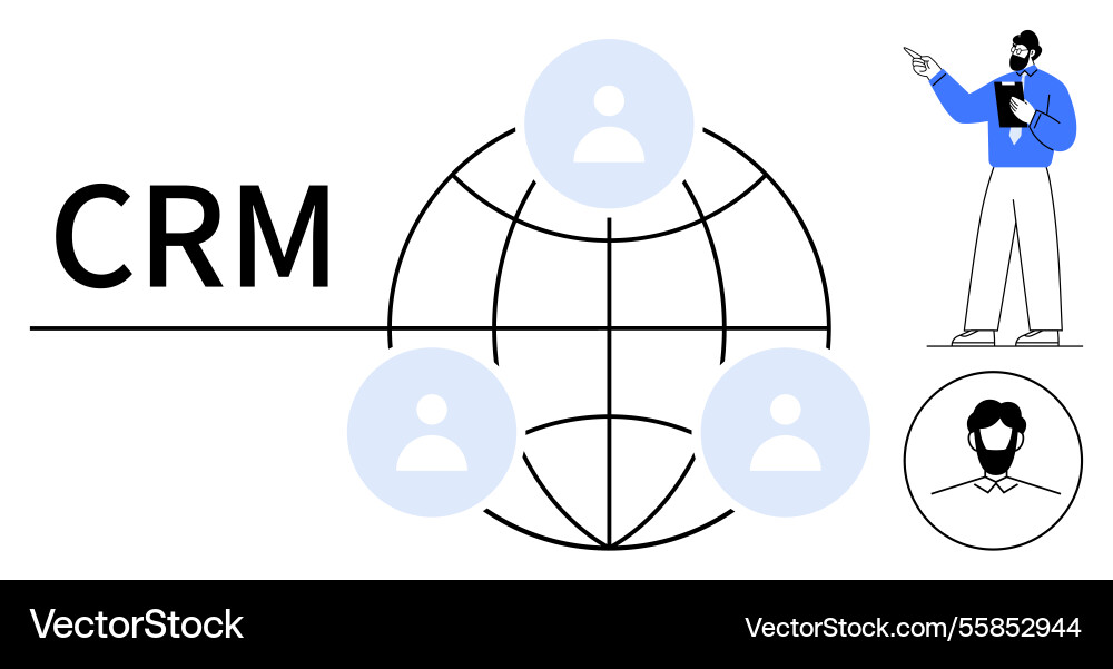 Crm concept with global connection and user Crm concept with global connection and user vector image