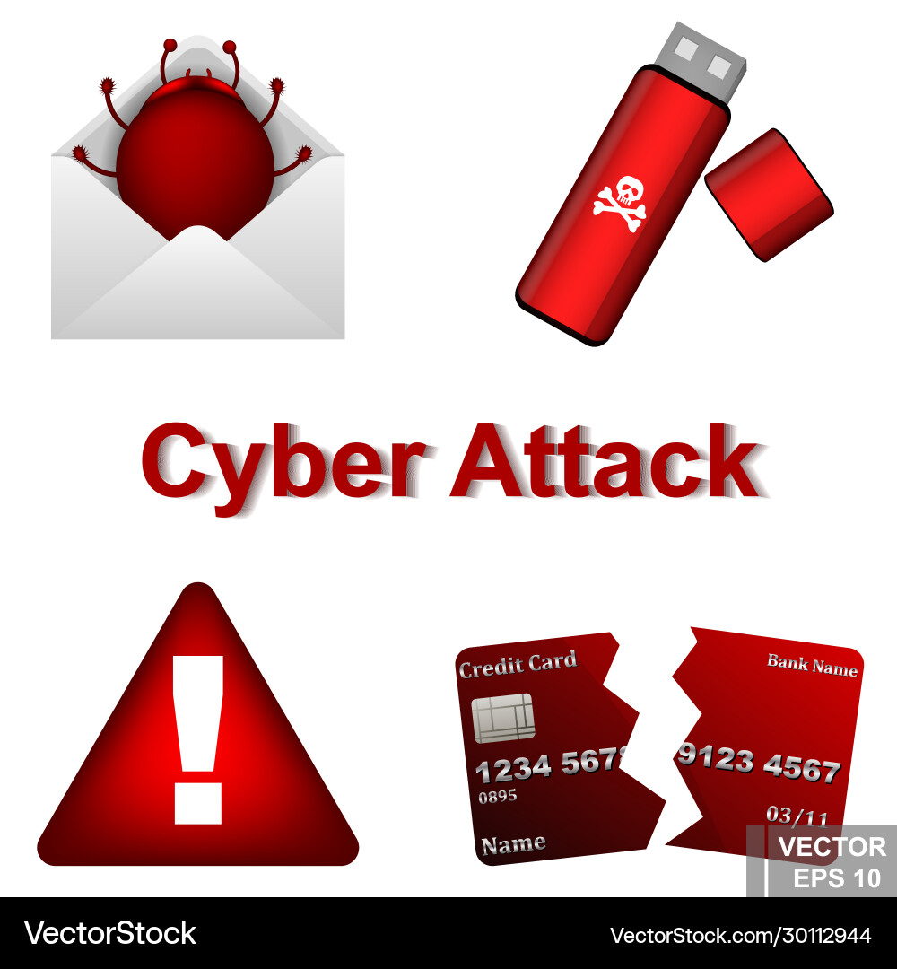 Cyber attack breaking hacker modern vector image