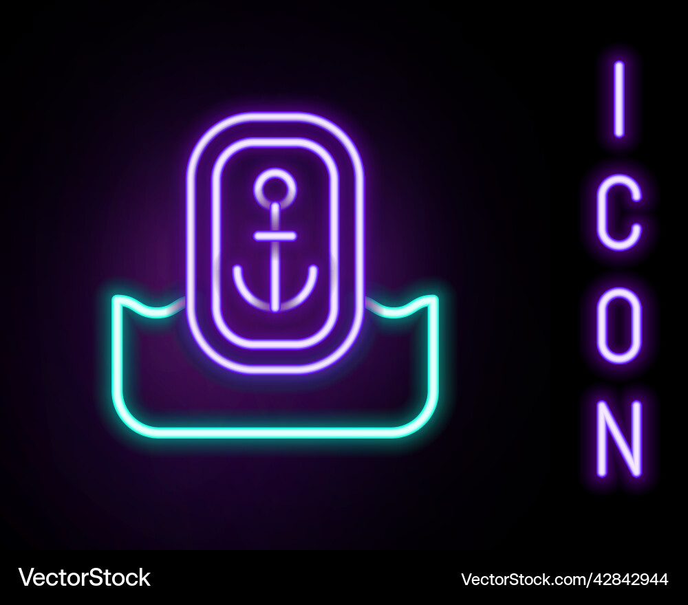 Glowing neon line map pointer with anchor icon Glowing neon line map pointer with anchor icon vector image