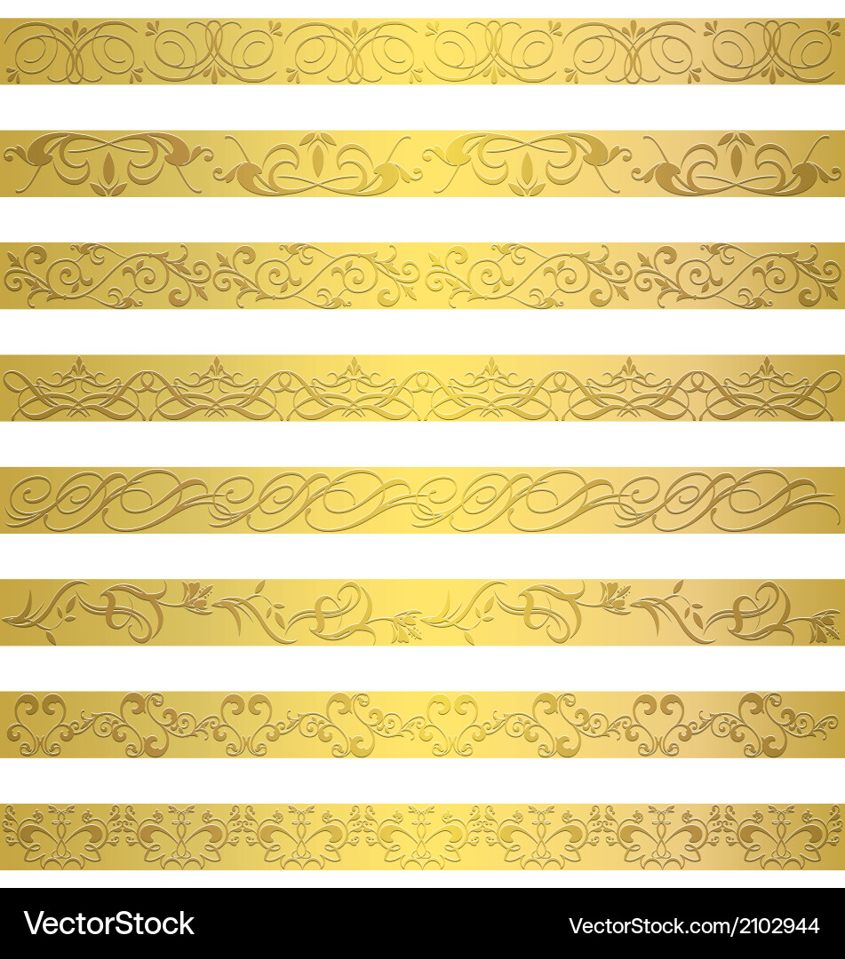 Golden Decorative Border Elements Royalty Free Vector Image