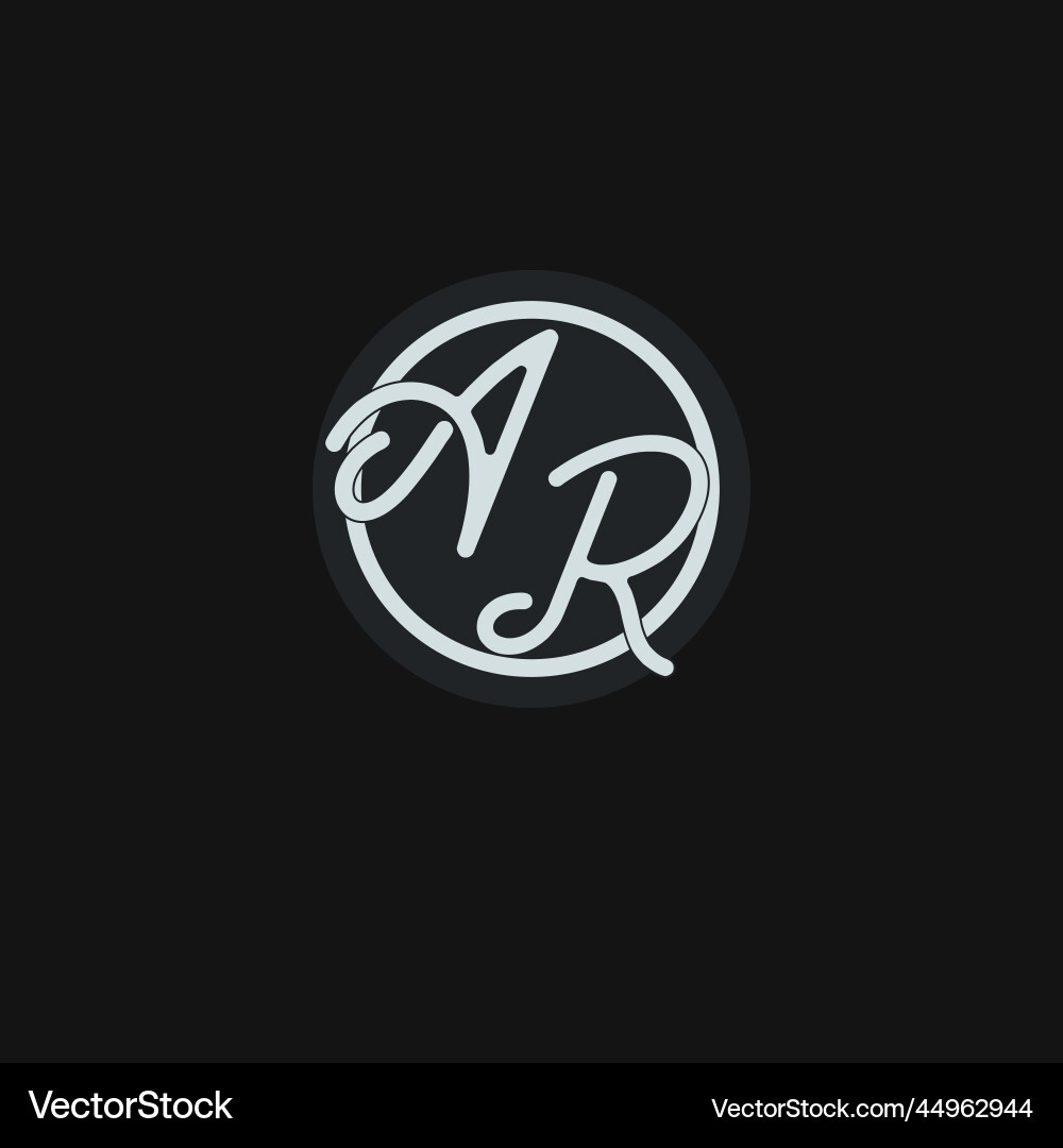 Initials ar logo monogram with simple circle line Initials ar logo monogram with simple circle line Vector Image