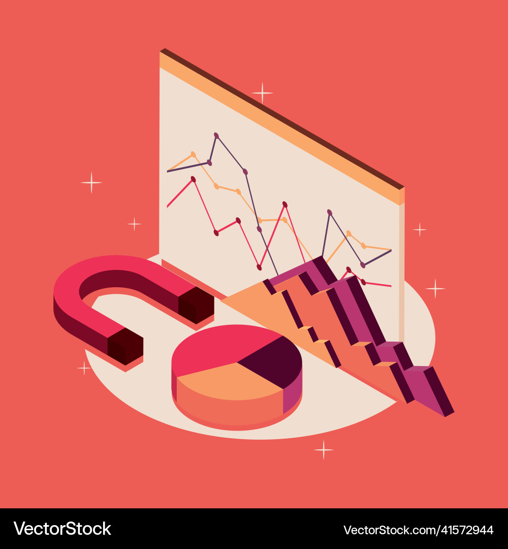 Isometric statistics and data analytics vector image