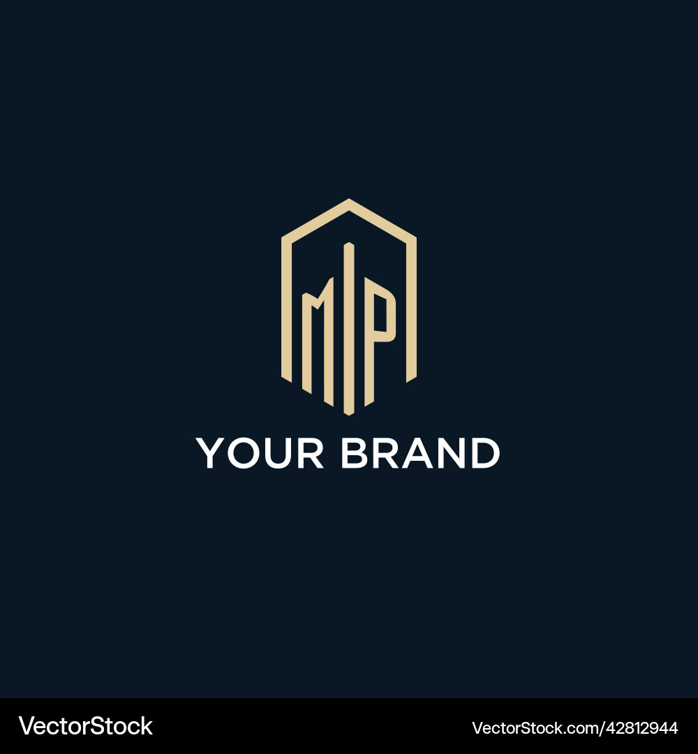 Mp initial monogram logo with hexagonal shape Mp initial monogram logo with hexagonal shape Vector Image
