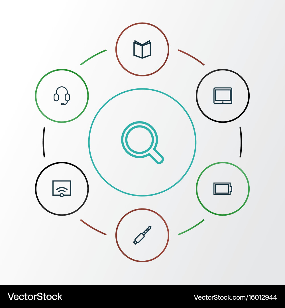 Multimedia outline icons set collection of empty Vector Image