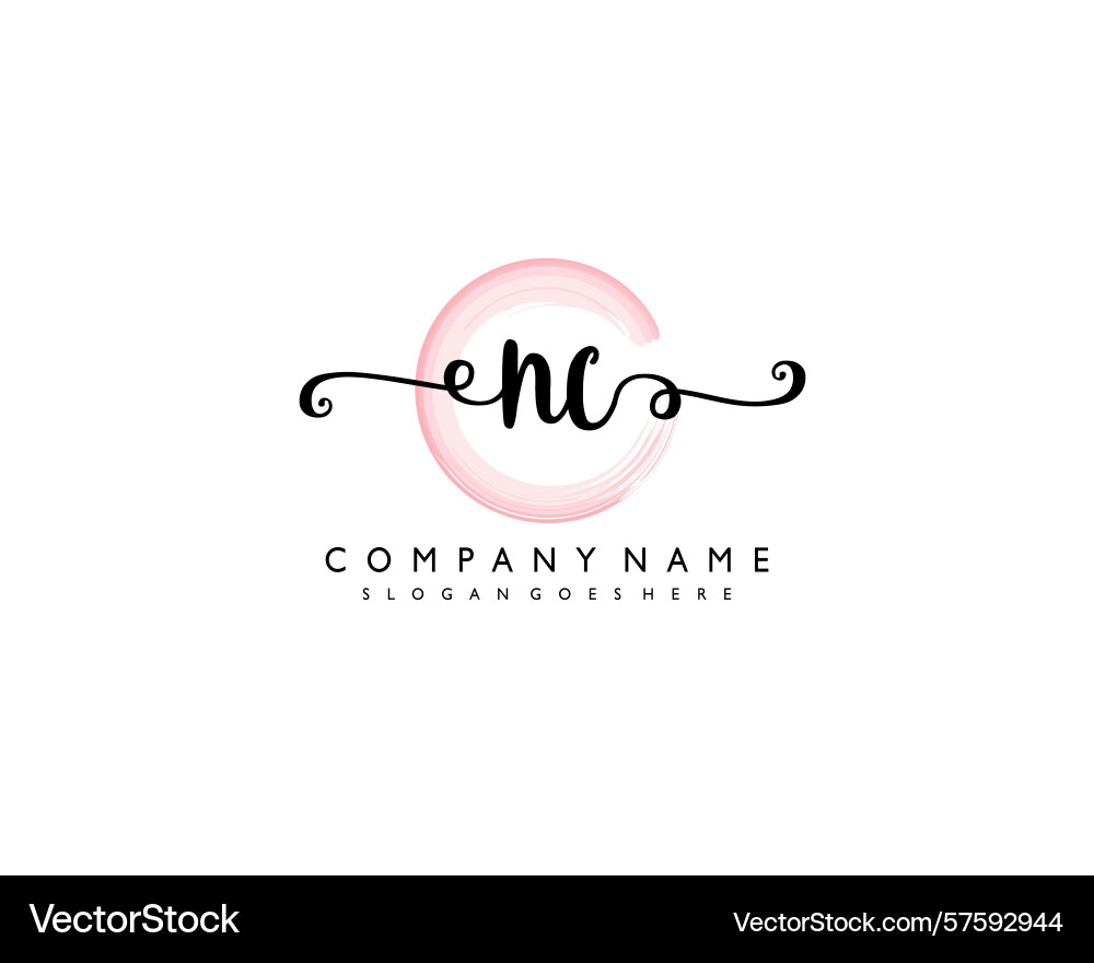 Nc initial handwriting logo design collection Vector Image