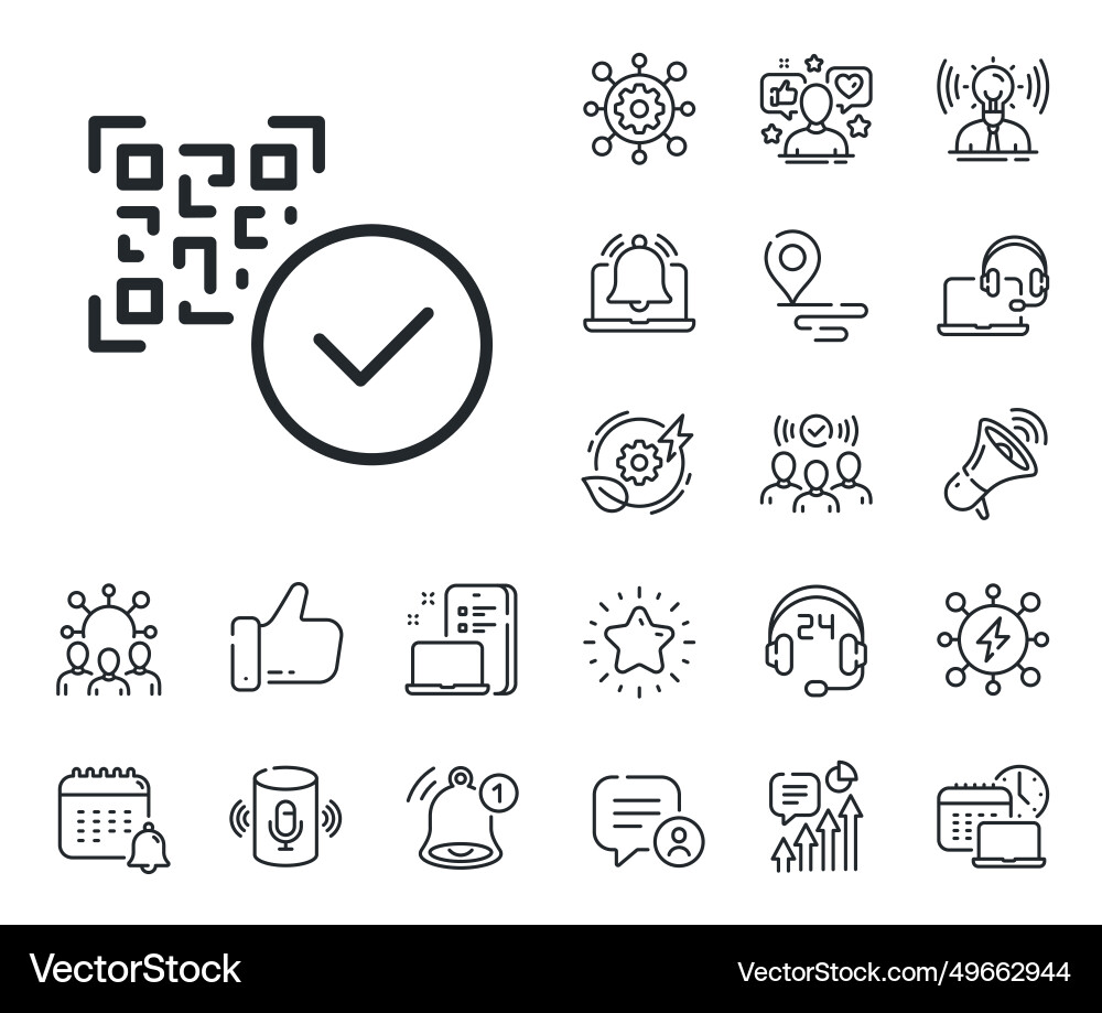 Qr code line icon scan barcode sign place Qr code line icon scan barcode sign place vector image