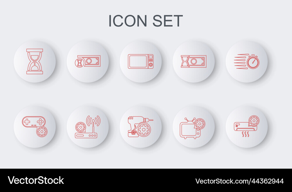 Set line air conditioner setting gamepad Set line air conditioner setting gamepad Vector Image
