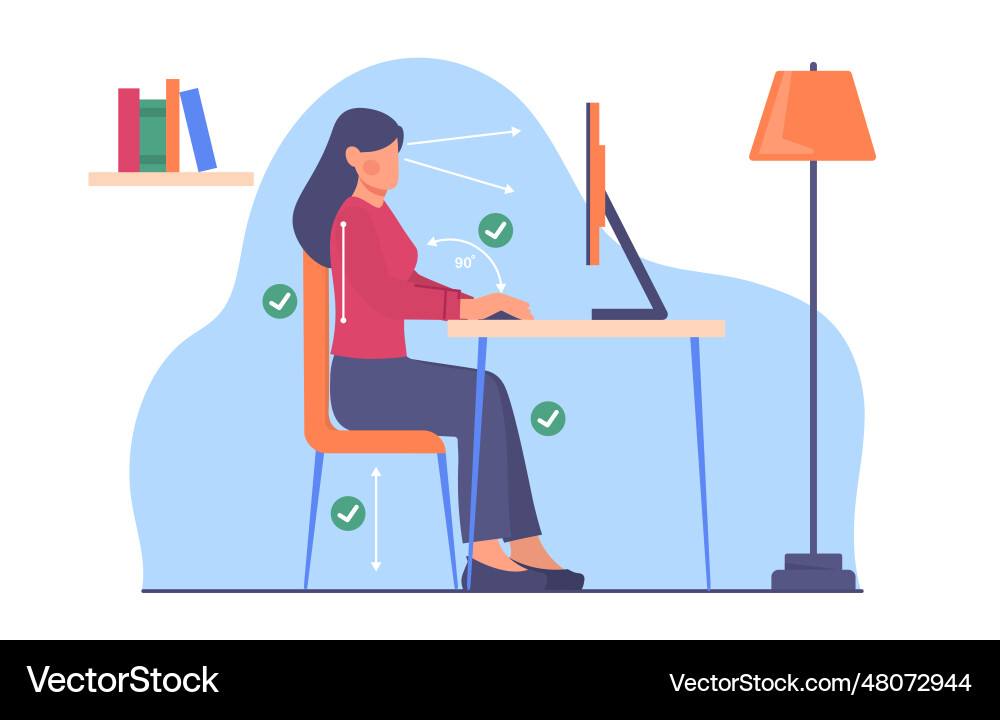 Woman with correct posture concept Woman with correct posture concept vector image