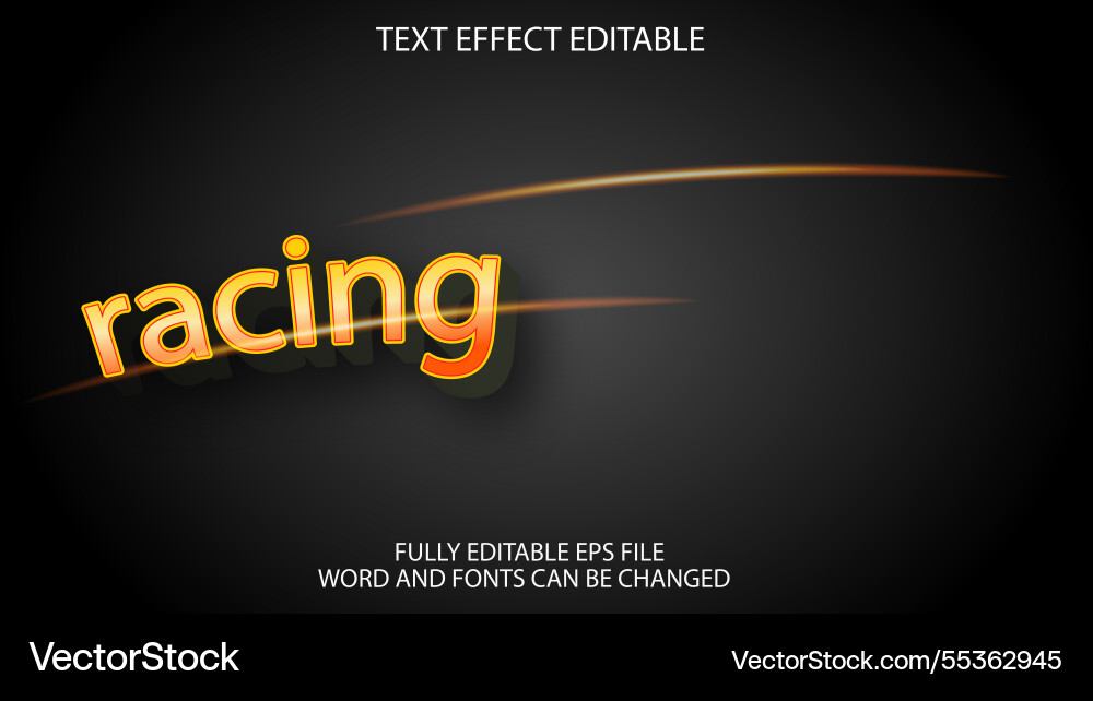 3d text effect editable race 3d text effect editable race vector image
