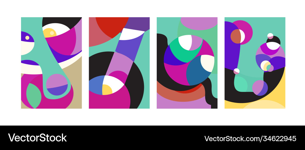 Abstract colorful geometric and curvy pattern Vector Image